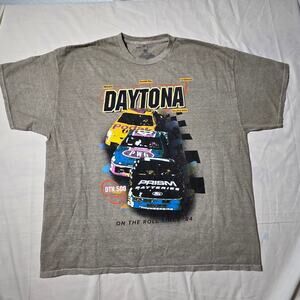 Alpha Collective Daytona Racing Graphic Tee Shirt - Men's XL Gray Mineral Wash
